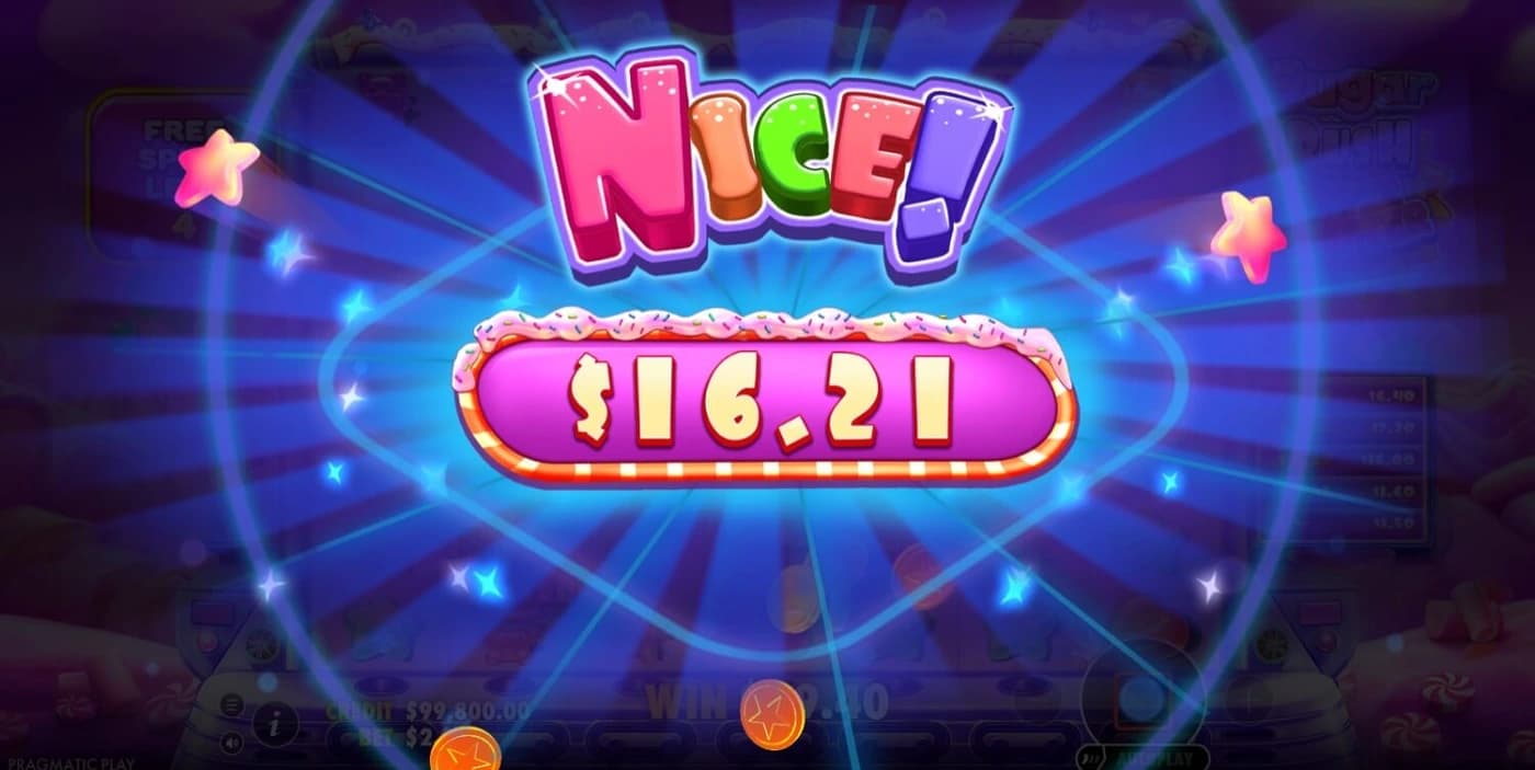 Sugar Rush Super Scatter free spins win screen